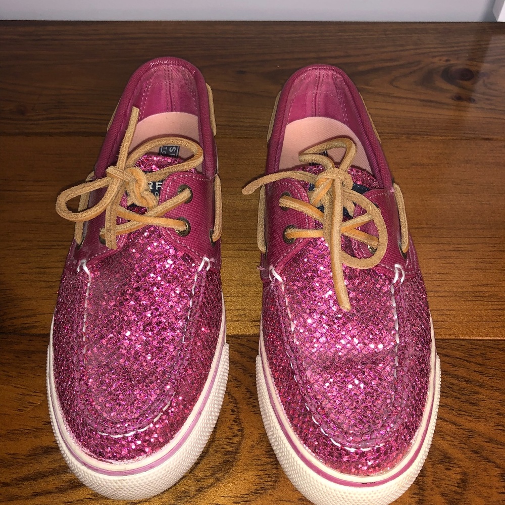 Pink Sparkle Sperry Top Sider Shoes